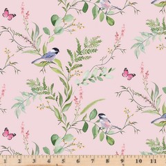 New Traditional Celeste Rose PWLA005 Birds Floral By Half Yard Cont Cuts