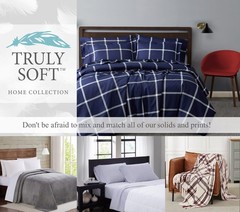 TRULY SOFT Everyday Buffalo Plaid Navy Blue Polyester 2-Piece Twin XL Duvet