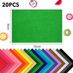 20Pcs Multicolor Felt Fabric Sheets 8 X 12 Inches Felt Squares Assorted Color No