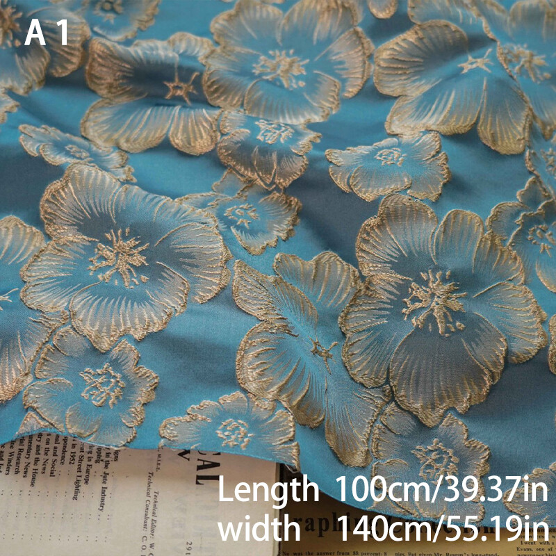 1M Jacquard Gold Embossed Bubble Cloth Fabric Soft Elegant Skirt Dress Material
