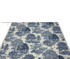 COVINGTON YELLOWSTONE BLUEBELL BLUE HORSE DEER TOILE LINEN FABRIC BY YARD 54″W