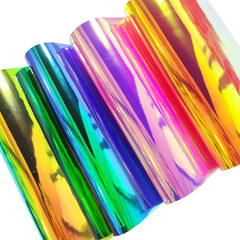 Holographic Faux Leather Fabric, 7 Pcs 8.3Inch X 11.8Inch Mirrored PU Leather Fa