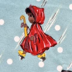 “Sweet Rain” Michael Miller Retro Girls Umbrellas Polka Dots Flannel Fabric BTY