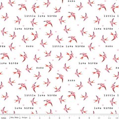 1/4 Yard 9×42 Riley Blake “Sending Love” Birds White Valentines Day Quilt Cotton