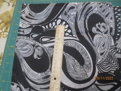 42″ x42 Vintage 1971 Klopman Mills Synthetic/Cotton Blend Mod Black Swirl fabric