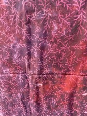 Burgundy Red Batik Fabric Deep Dye Tree Branch Geometric Quilting Art Textile