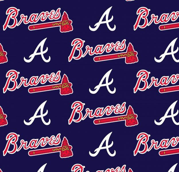 Cotton Atlanta Braves on Navy MLB Baseball Sports Team Fabric Print BTY D158.01