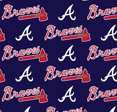Cotton Atlanta Braves on Navy MLB Baseball Sports Team Fabric Print BTY D158.01