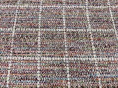 Clarke & Clarke Mingled Tweed Check Uphol Fabric- Sezane Berry 1.25 yds F1391/02