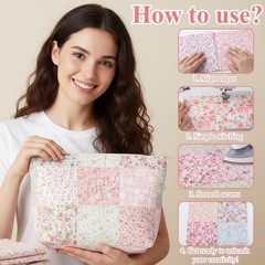 10 x 10 Inches Pink Floral Cotton Fabric Precut Quilting Patchwork for DIY Craft