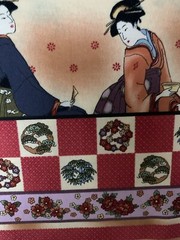 Kona Bay “Geis-11” Asian Print Geishas In A Row Quilting Fabric 3 Yd Piece 44” W