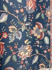 Waverly “Paulina” Floral Drapery Fabric 21″ x 50″ Cotton Blue Multicolor