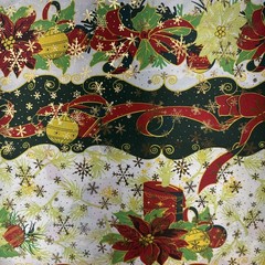 White Christmas Poinsettia Tablecloth Off The Bolt 1 Yard Continuous Cuts