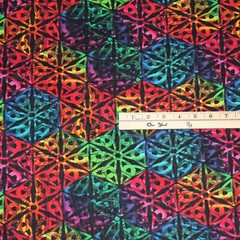 Blk Medallion Rainbow Dragon Fantasy Digitally Printed Fabric 1/2 Yard #5846-99