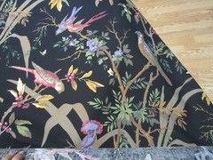 Vintage Thibaut Floral Birds floral Drapery Fabric 100% cotton 1999 NOS 56″ W