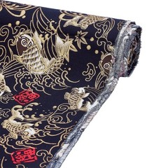 1M/1.09 Yard Black Japanese Cotton Fabrics 60 Inch Wide Fish Pattern Kimono