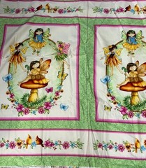 4 Panel Fairies of the earth, 44″ long, 23″ wide, Pink Green Flowers Henry Glass
