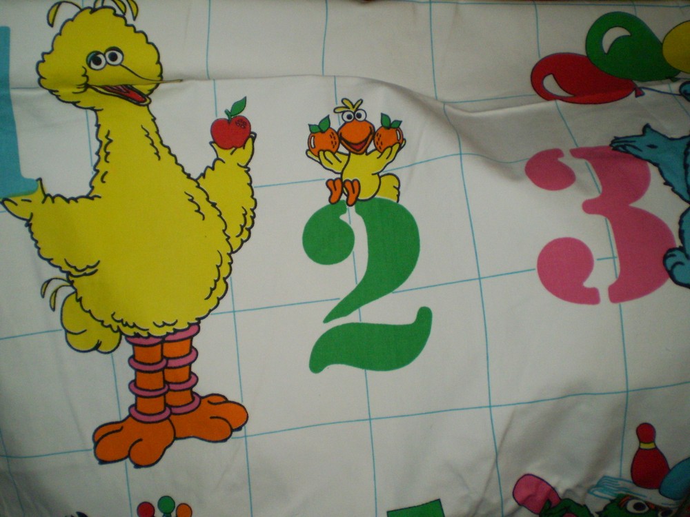 Vintage SESAME STREET Number themed PVC Coated Fabric (120cm x 61cm)