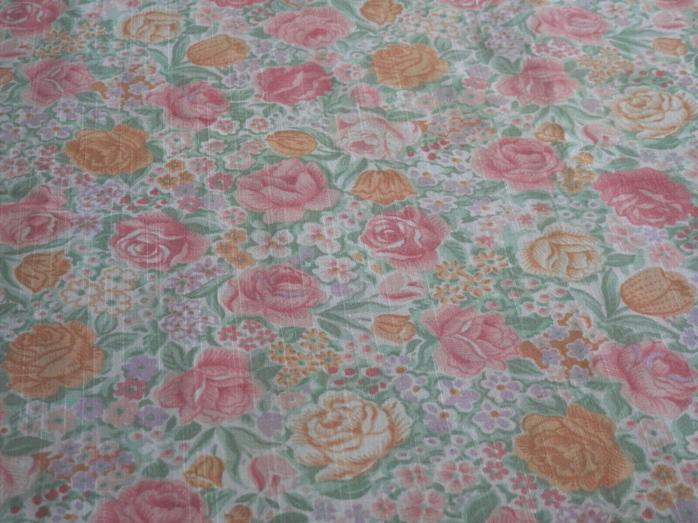 Vintage Wamsutta Fabric Pink and Peach Cotton Flowered Pastels