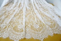 Off white eyelash lace fabric chantilly scalloped fabric soft french lace fabric