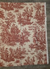 Country Life Toile Waverly Lightweight Upholstery Fabric 32″ x 54″ Red Remnant