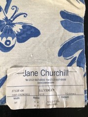 JANE CHURCHILL Silverley in Blue 17 x 17 1/2″ Cotton Blend Fabric Sample