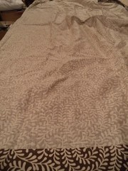 Decorator Fabric sewn into Drapery panels Brown and off white normal weight