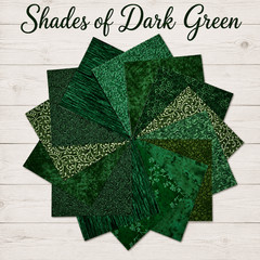 Shades of Dark Green ~ 42 5″ Squares ~ Color Charm Pack