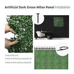 20″x20″ Artificial Boxwood Mat Wall Hedge Decor Ties Fence Panel Dark Green