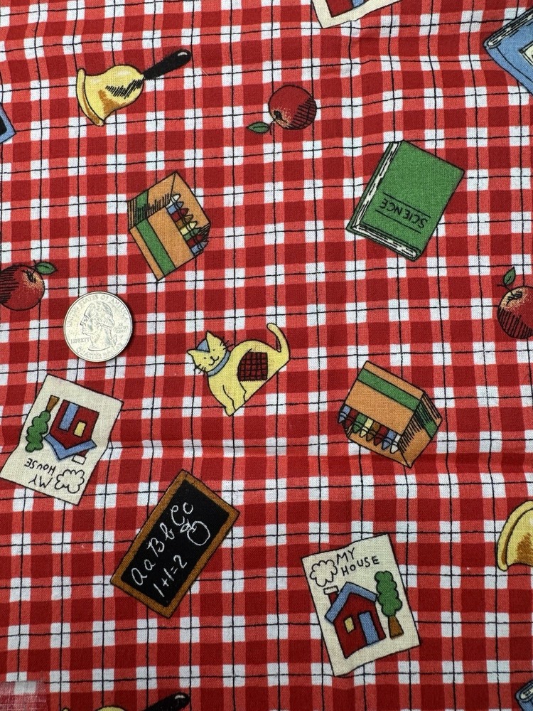 13″ X 20″ Vintage 1995 Susan Winget Fabric Traditions School Plaid Cotton
