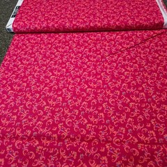 Ashtyn BTY Junebee Ink & Arrow Floral Scroll Teal Green on Dark Hot Pink