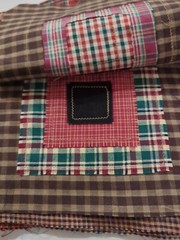 LOT of 20 Plaid Red Blue White Green Random sewn cotton fabric QUILT Blocks 6×6