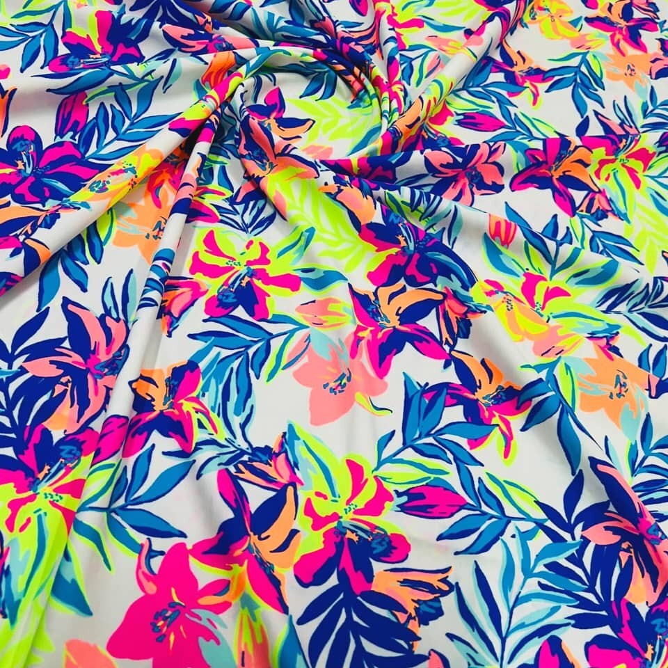 Spandex Fabric 4 way Stretch Multicolor floral Print Nylon by Yard for Swimwear