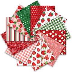 Versatile 12 Pcs Strawberry Fabric for DIY Projects – 18×22 Inch Fat Quarters
