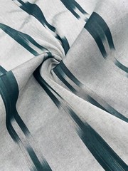 Luxurious Silver Silk Moire Fabric By 2 Meters, Ikat Pattern Green Kutnu.