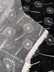 Joann Remnant BLACK AND WHITE Dandelion Sturdy FABRIC 30” By 44”