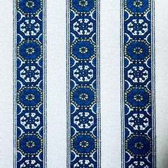 Flannel Fabric Blue and White Stripe Moroccan Tiles 100% Cotton