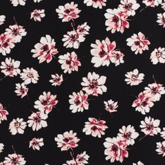 1M X 1.45M Viscose Nylon Crepe Flowers Black
