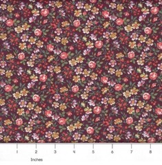 Lily Garden Country Flowers Calico Burgundy Red 100% Cotton Fabric – PICK SIZE
