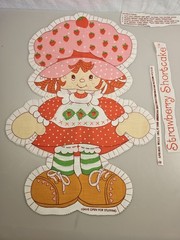 Vntg Fabric Panel Cut N Sew 20″ Strawberry Shortcake Doll American Greetings ’80