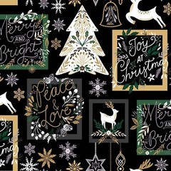 Christmas Shine 20713 Black Shine Patch w/Silver Glitter Cotton