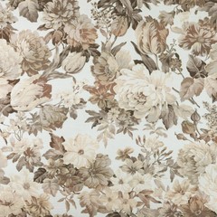 Neutral Beige Cotton Floral Drapery Curtain Pillow Upholstery Sewing Fabric BTY