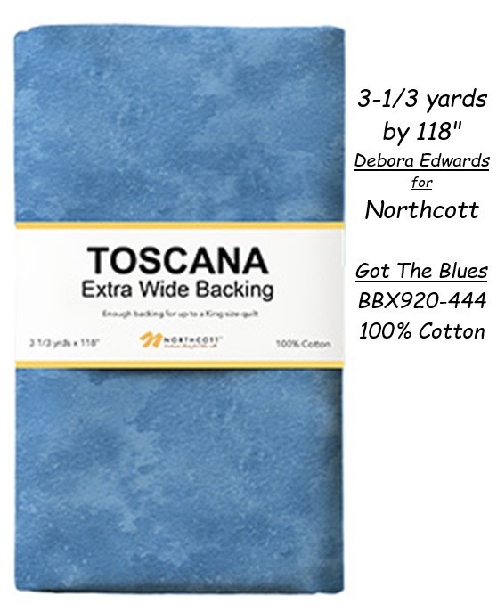 Toscana Extra Wide Quilt Back 118×120″ Cotton fabric Northcott BBX9020-444 Blue