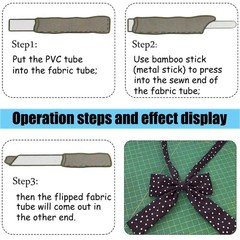 Quick Turn Fabric Set, 3 Count, Assorted Sizes Tube Turners for Sewing DIY Tool