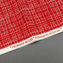 Crimson Blues Avlyn Red White Grid pattern Cotton Fabric Yardage