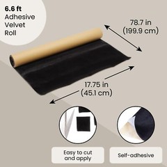 Self Adhesive Felt Fabric Soft Velvet Drawer Liner Wallpaper Jewelry Box Black