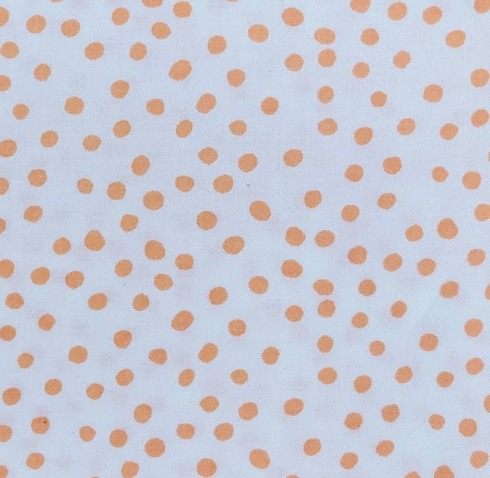 Pastel Orange Peach White Polka Dots Cotton Fabric Easter Nursery BY THE YARD