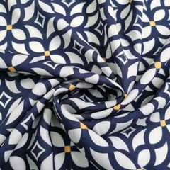 55” By Yards Navy White Retro Viscose Fabric Soft Sewing Material Rayon