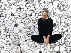 Moda ILLUSTRATIONS 11502 15 Black White Ink Floral ALLI K DESIGNS Quilt Fabric