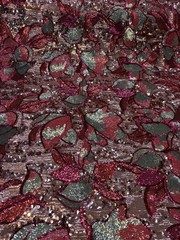 Floral Sequin Stretch Fabric Pink Silver Embroidered Mesh for Gowns Prom